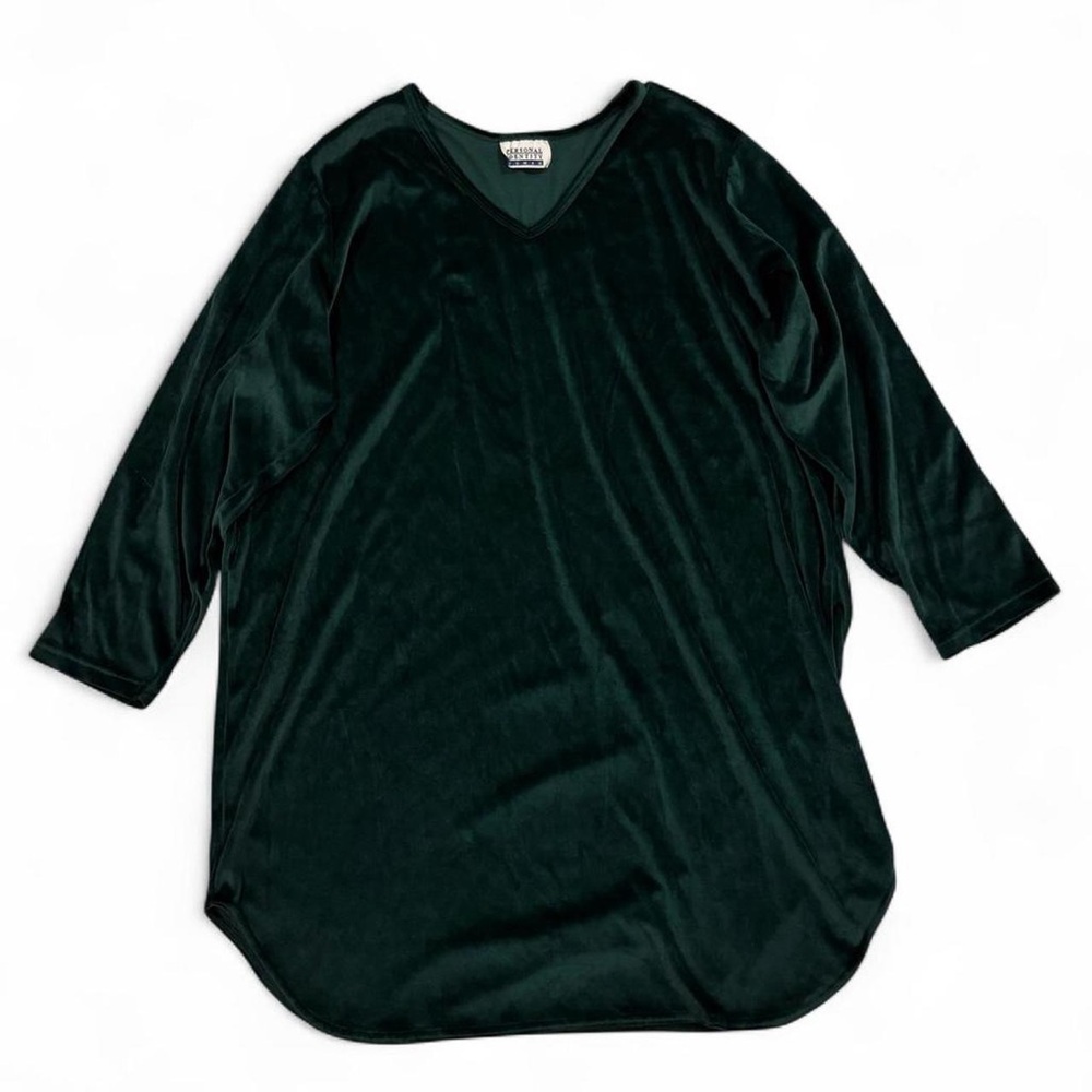 Vintage 90’s Personal Identity Woman Velvet Velour V Neck Tunic Long Sleeve